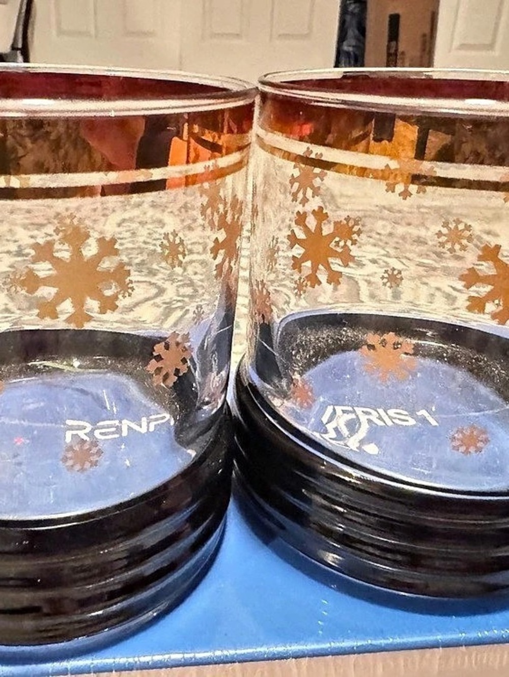 Snowflake brown & black vintage Print Drinking Glasses Set of 2